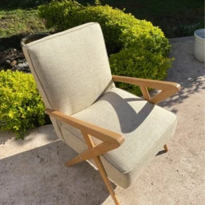 MCM Danish-style beechwood chair in 100% Linen